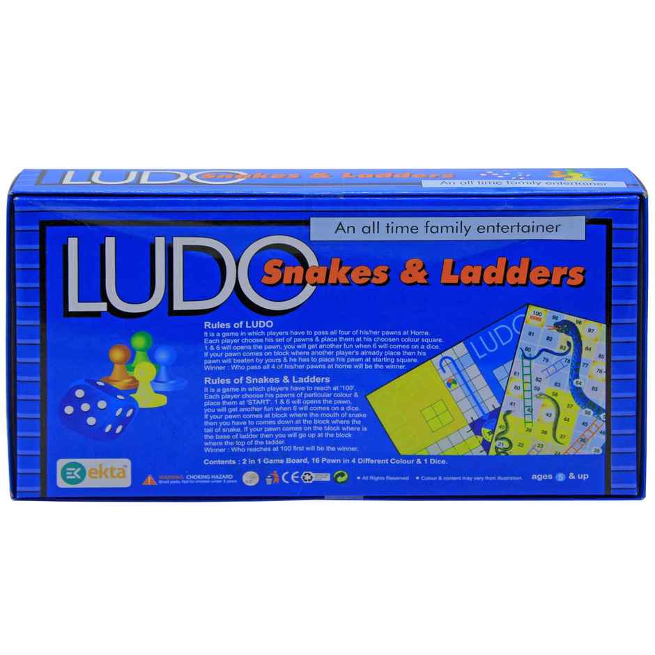 Ekta Royal Ludo & Snakes Junior Board Game, Classic Strategy Game for All Ages