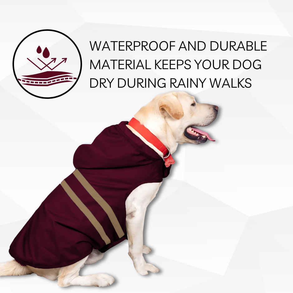 Pets Empire Lightweight Mahroon Raincoat Jacket for Adult Dogs , 20inch length , 3XL