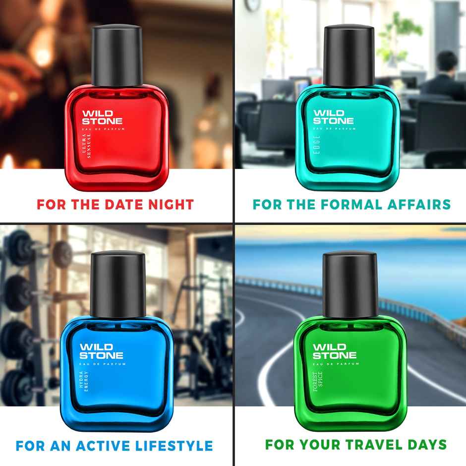 Wild Stone Edge Forest Spice Hydra Energy And Ultra Sensual Perfume Combo For Men (120ml) & Cadbury Celebrations Assorted Chocolate Gift Pack (51200mg) Combo