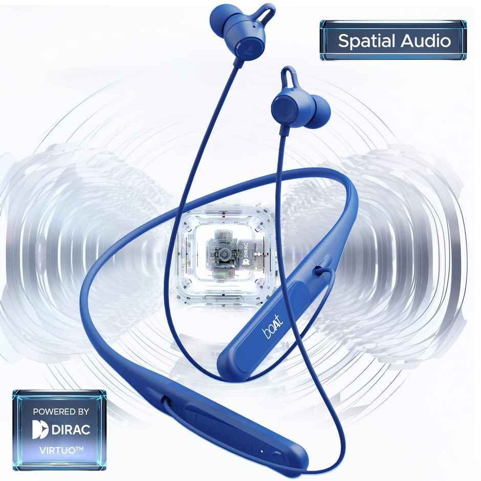 boAt Rockerz 255 Touch BT Neckband w/ 30H Playtime, Full Touch Controls & Spatial Audio (Deep Blue)