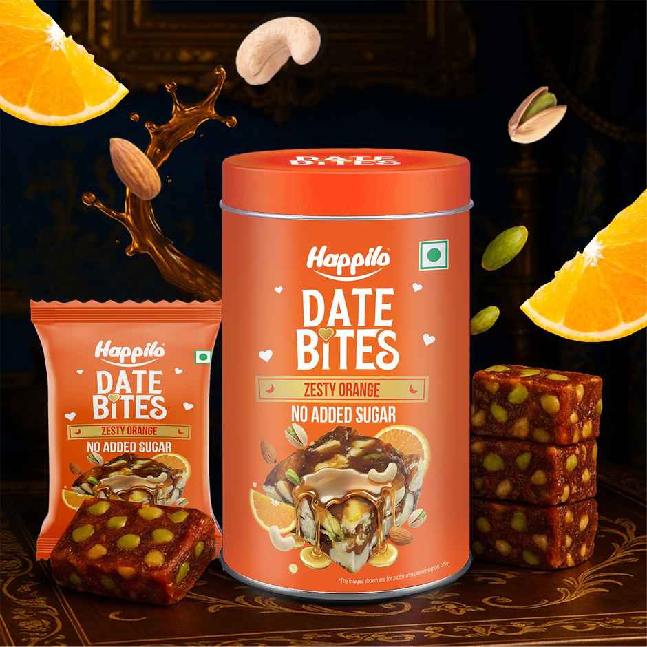 Happilo Premium Date Bites Zesty Orange Tin