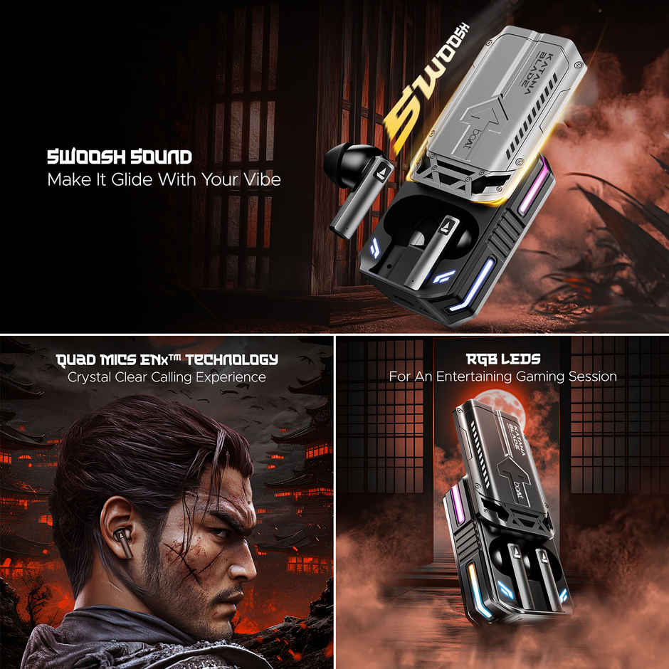 boAt Immortal Katana Blade 2.0 With Beast Mode, Rgb Leds, 70 Hrs Playback, Asap Charge, Gunmetal Black