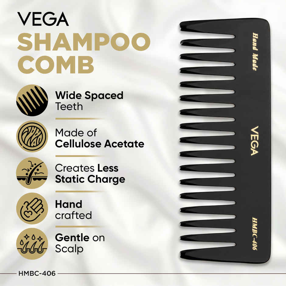 VEGA Shampoo Hair Comb - Large Hmbc-406 | Black