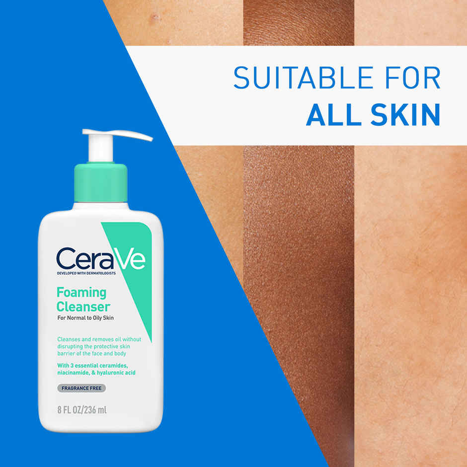 CeraVe Foaming Cleanser Face Wash For Oily Skin With Hyaluronic Acid, Ceramides & Niacinamide