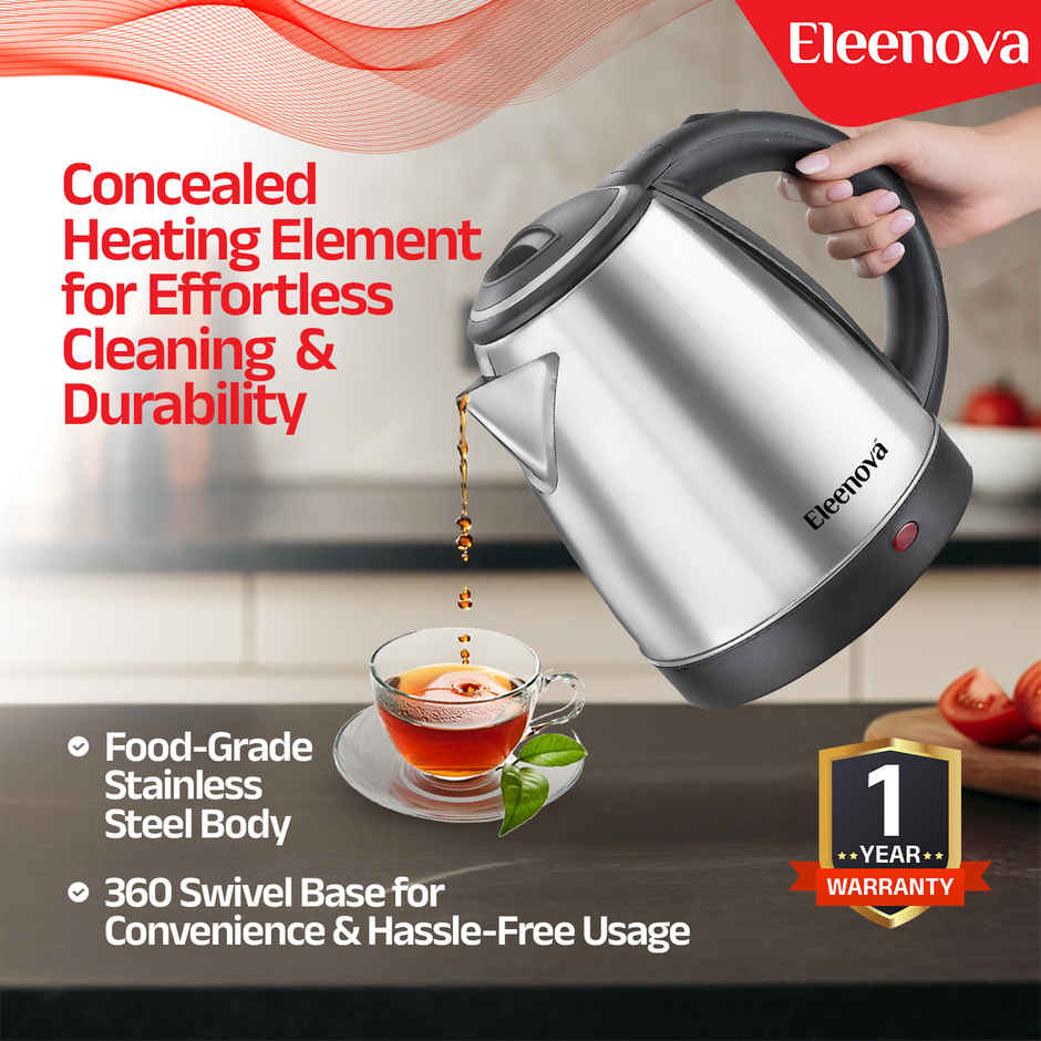 Eleenova Optima 1.5 L Kettle-1500 W, Cool-Touch Handle & Lid, Auto Cut-Off