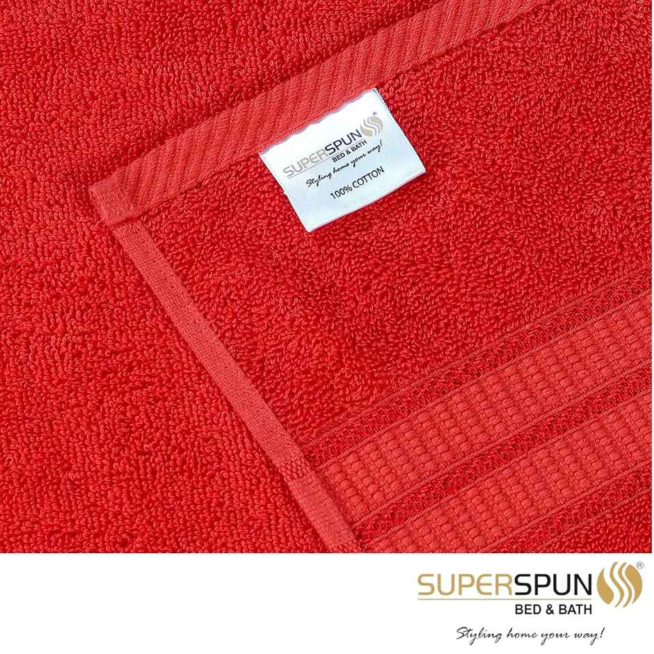 Superspun 100% Cotton- 420 Gsm- Vodre- Two Piece Set- Bath Towel- Size:70 x 140 - Navy Blue & Red
