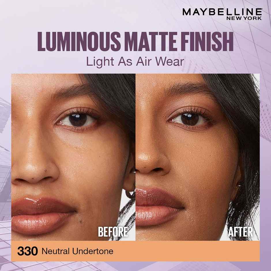 Maybelline Super Stay Lumi Matte Foundation 30H Longwear Light As Air, 330