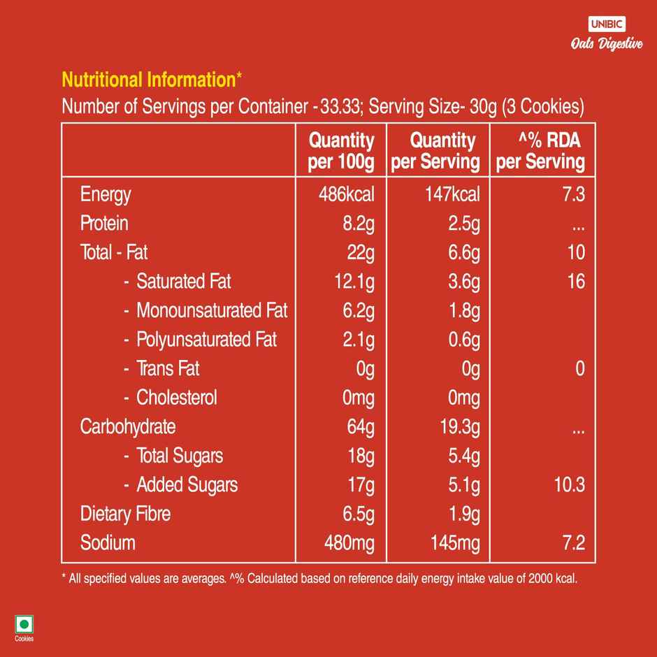 UNIBIC Oats Digestive Cookies