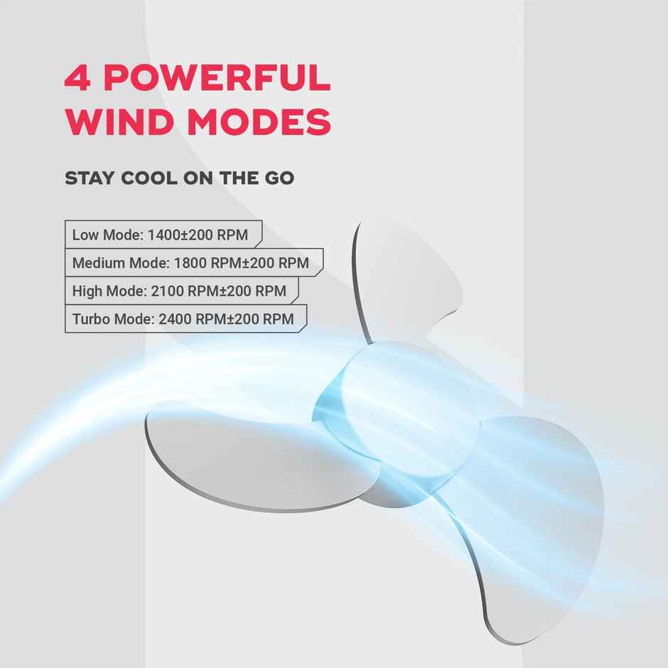 Nuuk FOLDE USB Portable Fan (v1), 127mm, 3 Blade, BLDC Motor, Rechargeable Serene Grey