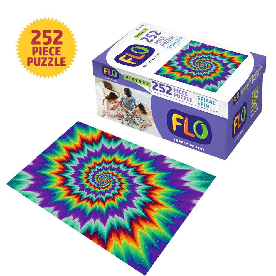 Flo Toys Spiral Spin 252-Piece Jigsaw Puzzle for Kids & Adults - Modern Art Brain Game & Gift Toy