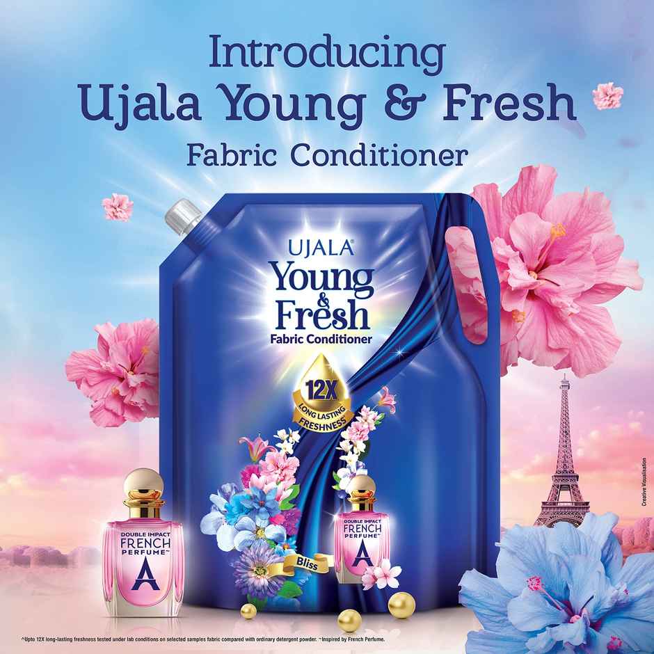 Ujala Young & Fresh Bliss Fabric Conditioner Pouch with Long-Lasting French Perfume Fragrance