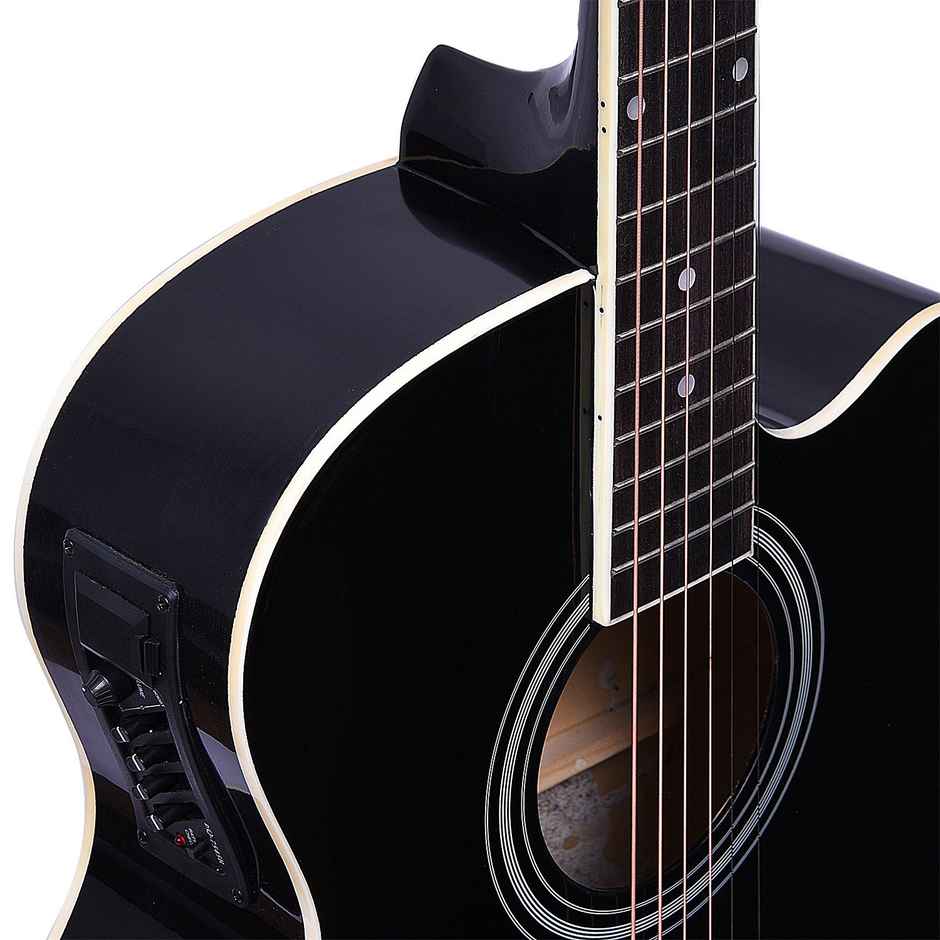 Kadence Guitar Frontier Series - Electric Acoustic Black Guitar with EQ & Accessories