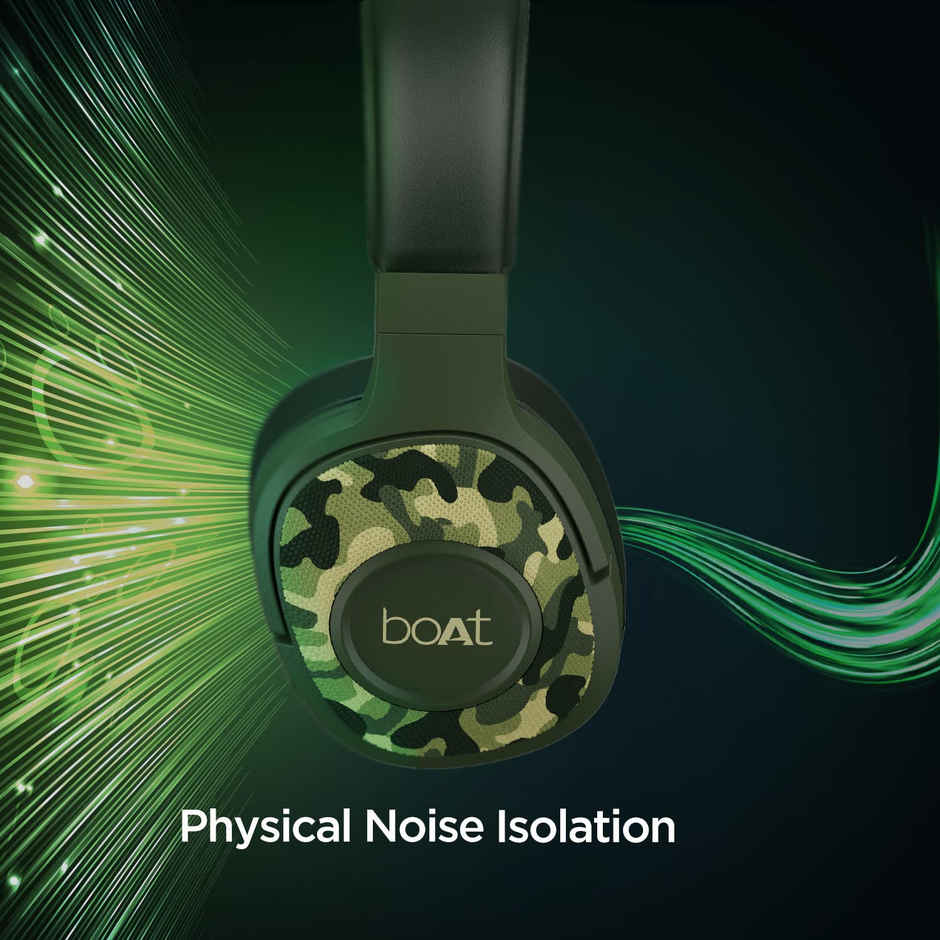 boAt Rockerz 550 Over Ear BT Headphones w/ 20H Playback, 50mm Drivers & BTv5.0 (Army Green)