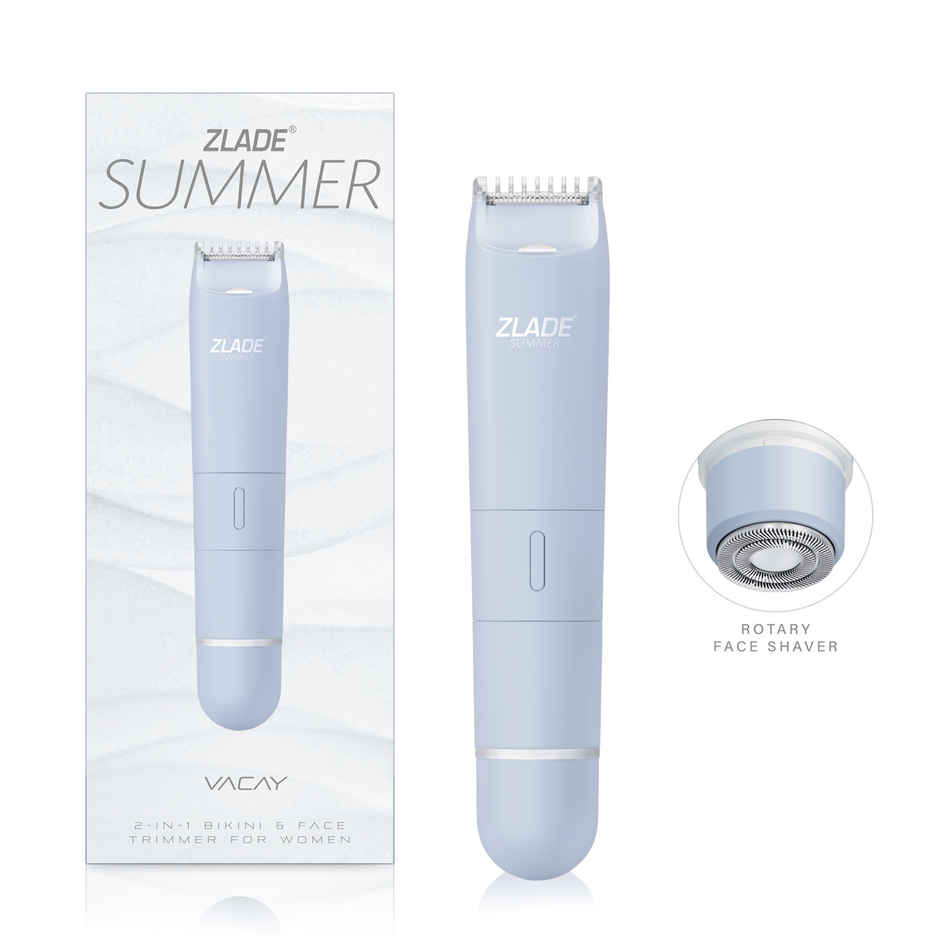 Zlade Summer Vacay | 2-in-1 Rechargeable Bikini Trimmer & Face Shaver for Women