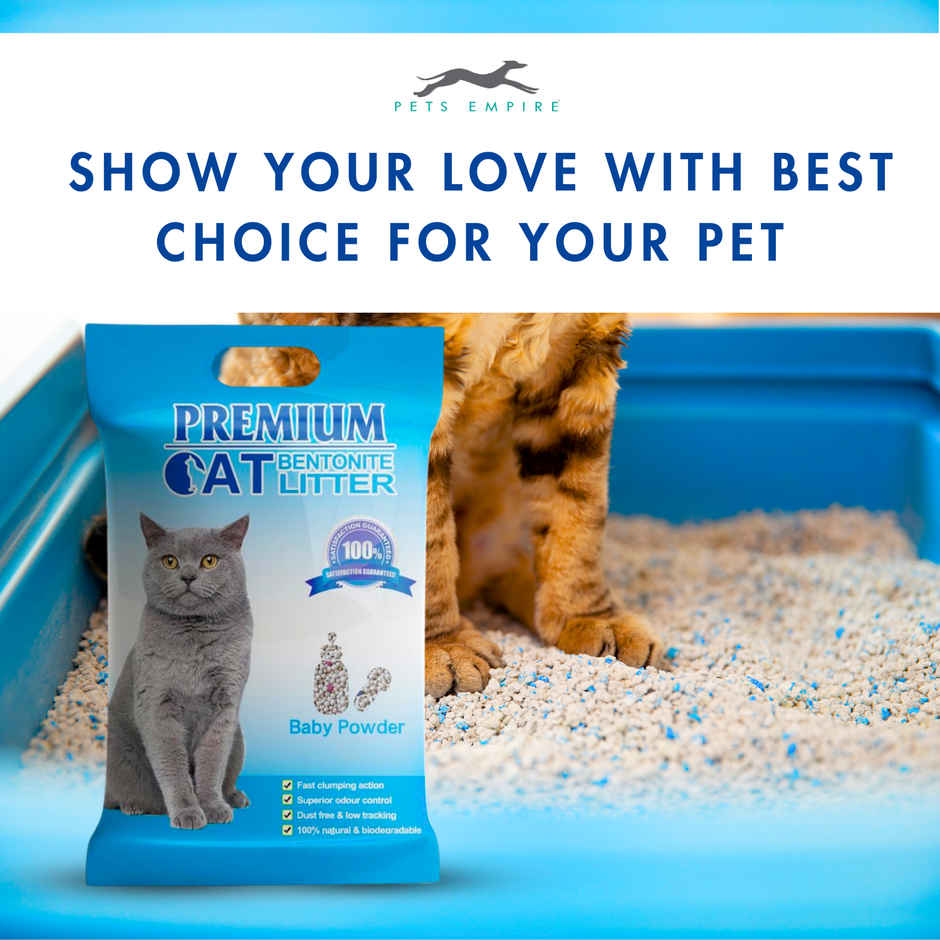 Pets Empire Natural Scoopable Bentonite Ball Cat litter , Baby Powder Scent