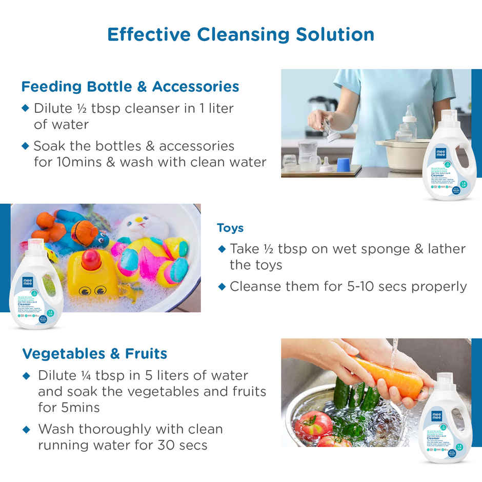 Mee Mee Baby Liquid Cleanser for Bottles | Nipples | Accessories | Toys | Fruits & Vegetables