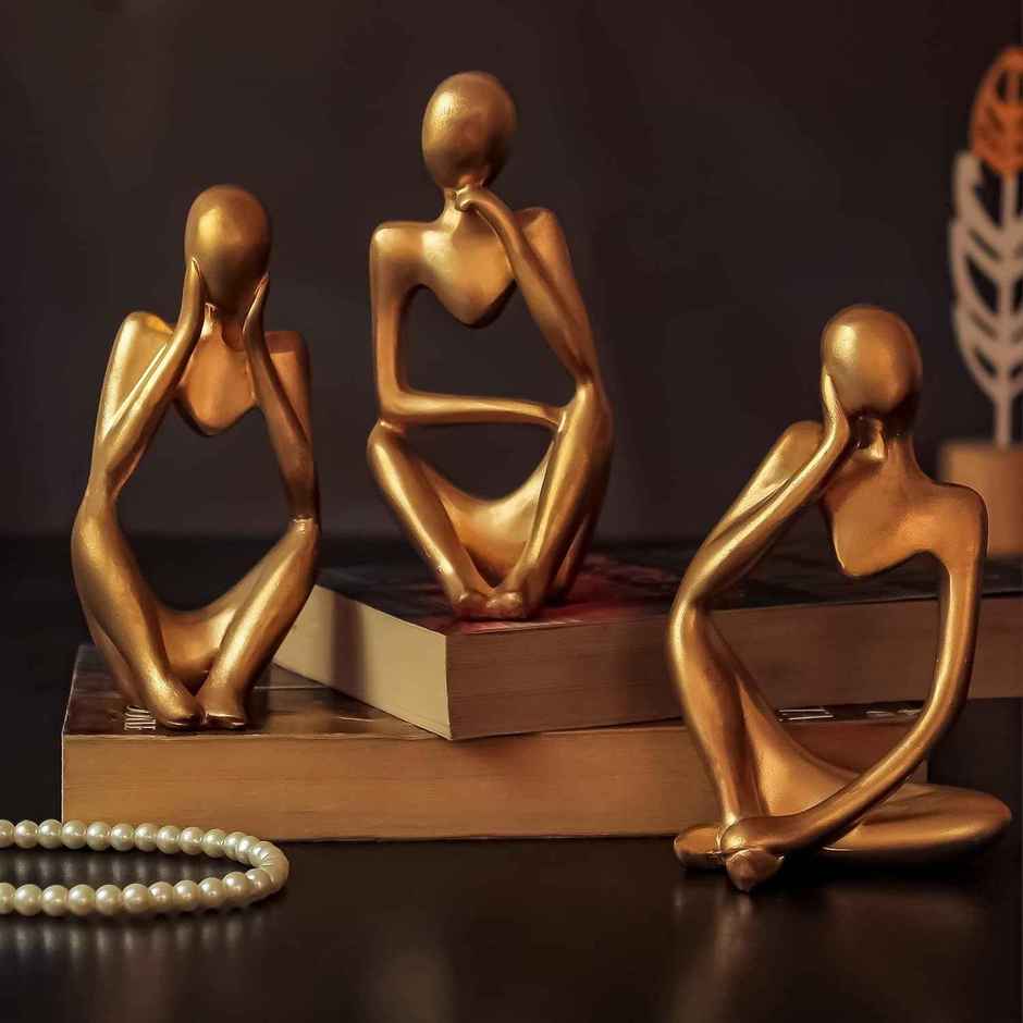 Tied Ribbons Set Abstract Thinker Men Statue Showpiece | 13 cm