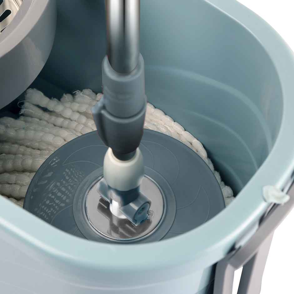 Cello Deluxe Spin Mop Bucket Max Clean with Soap Dispenser, Grey, Plastic