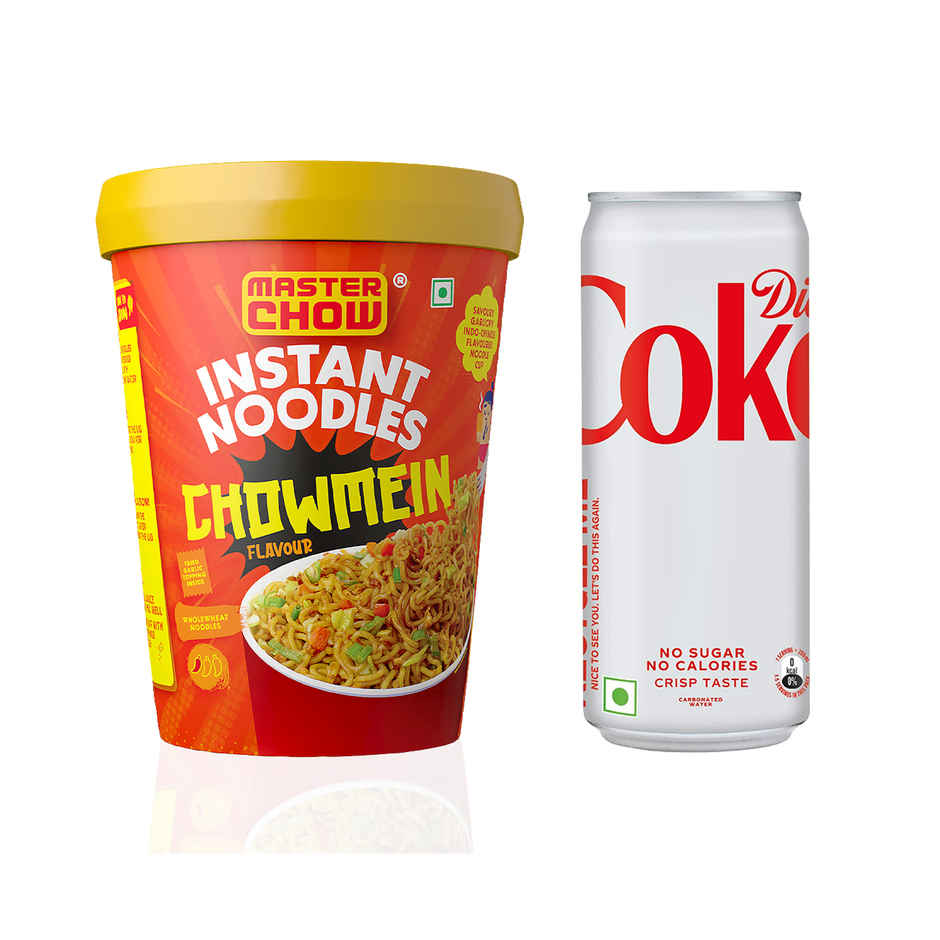 Masterchow Instant Cup Noodles - Chowmein Flavour(100gms) & Diet Coke (Can)(300ml) Combo