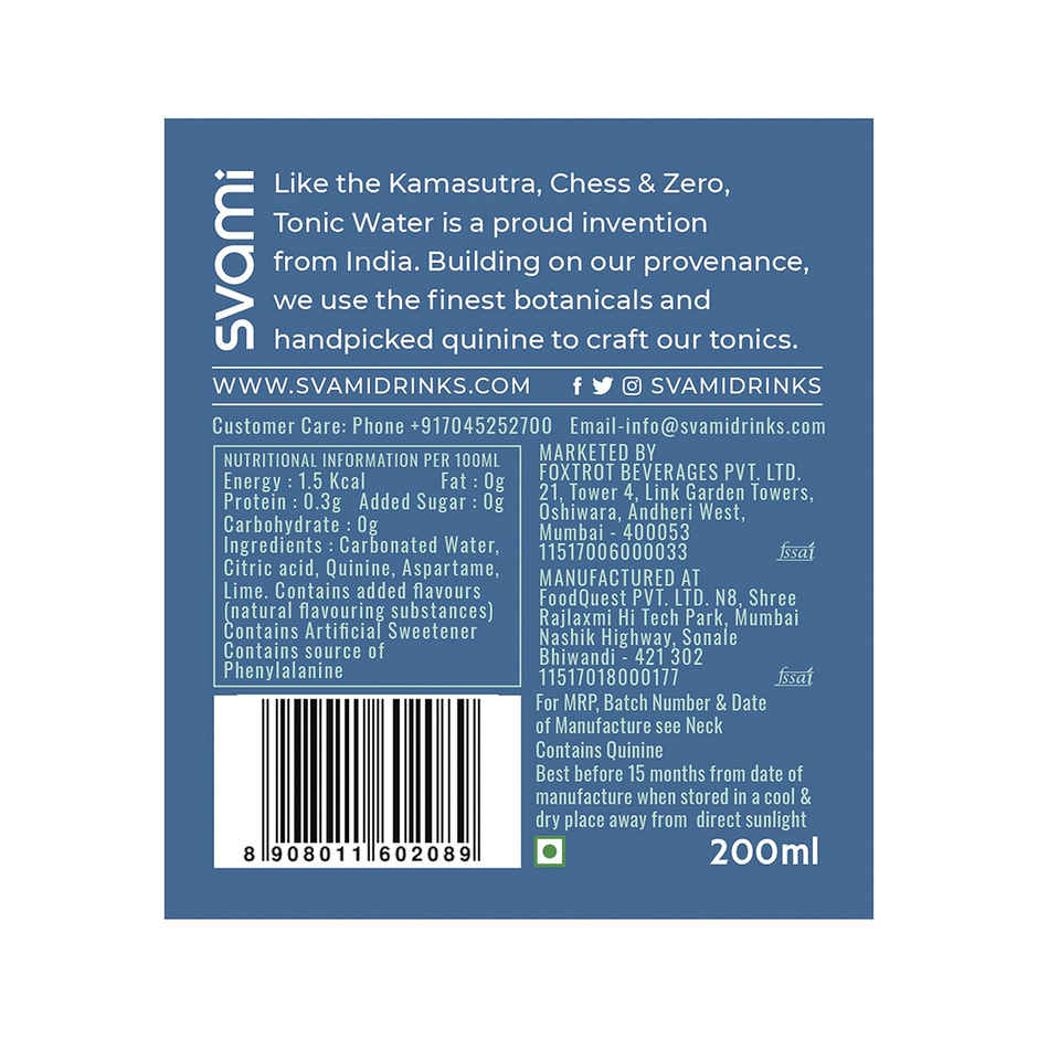Svami 3 Cal Tonic water