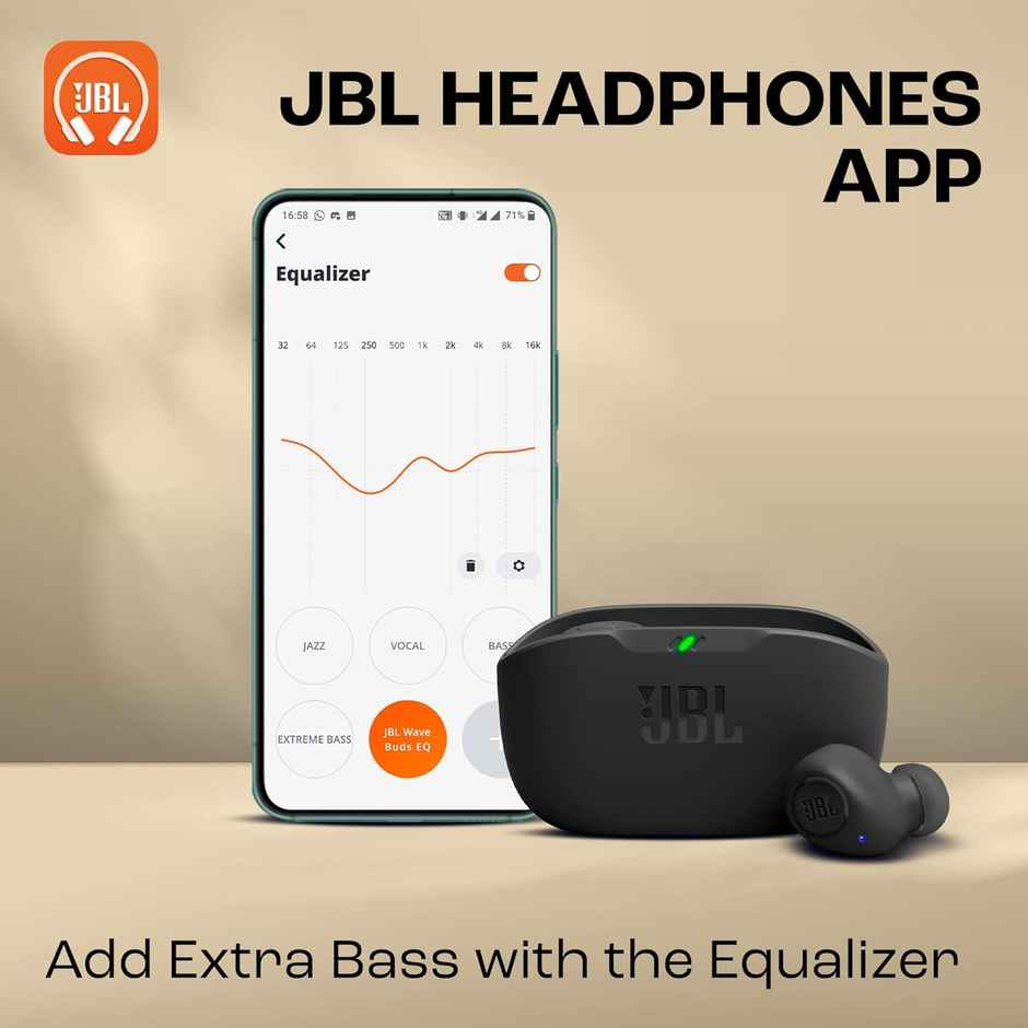 JBL Wave Buds In-Ear Wireless Earbuds (Tws) With Mic, (Black)