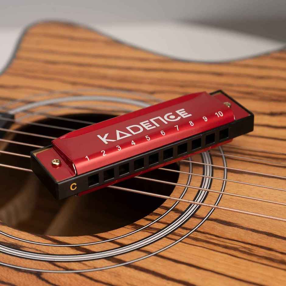 Kadence Diatonic Harmonica T104, Key of C, 10 Holes, 20 Tones wt Learning Course, Rose & Hard Case