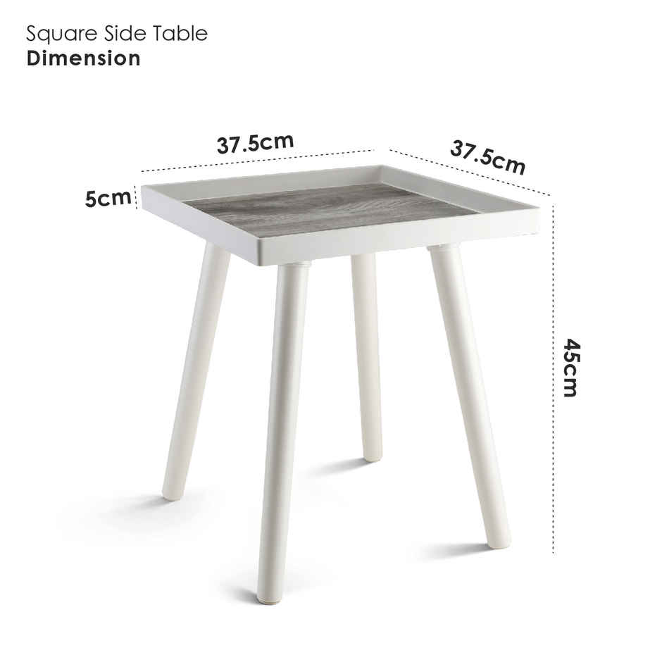 Nayasa Square Side Table Plastic Bedside Table | Grey