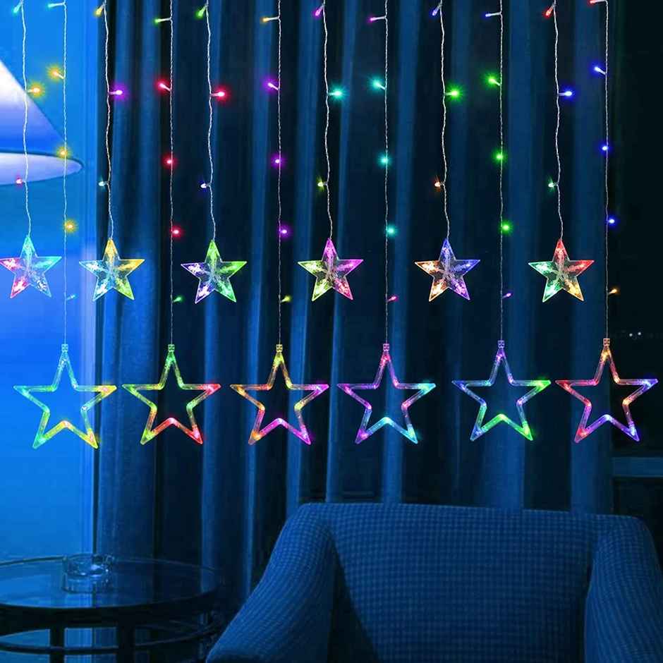 Quace 12 Star Curtain Light Multi Color
