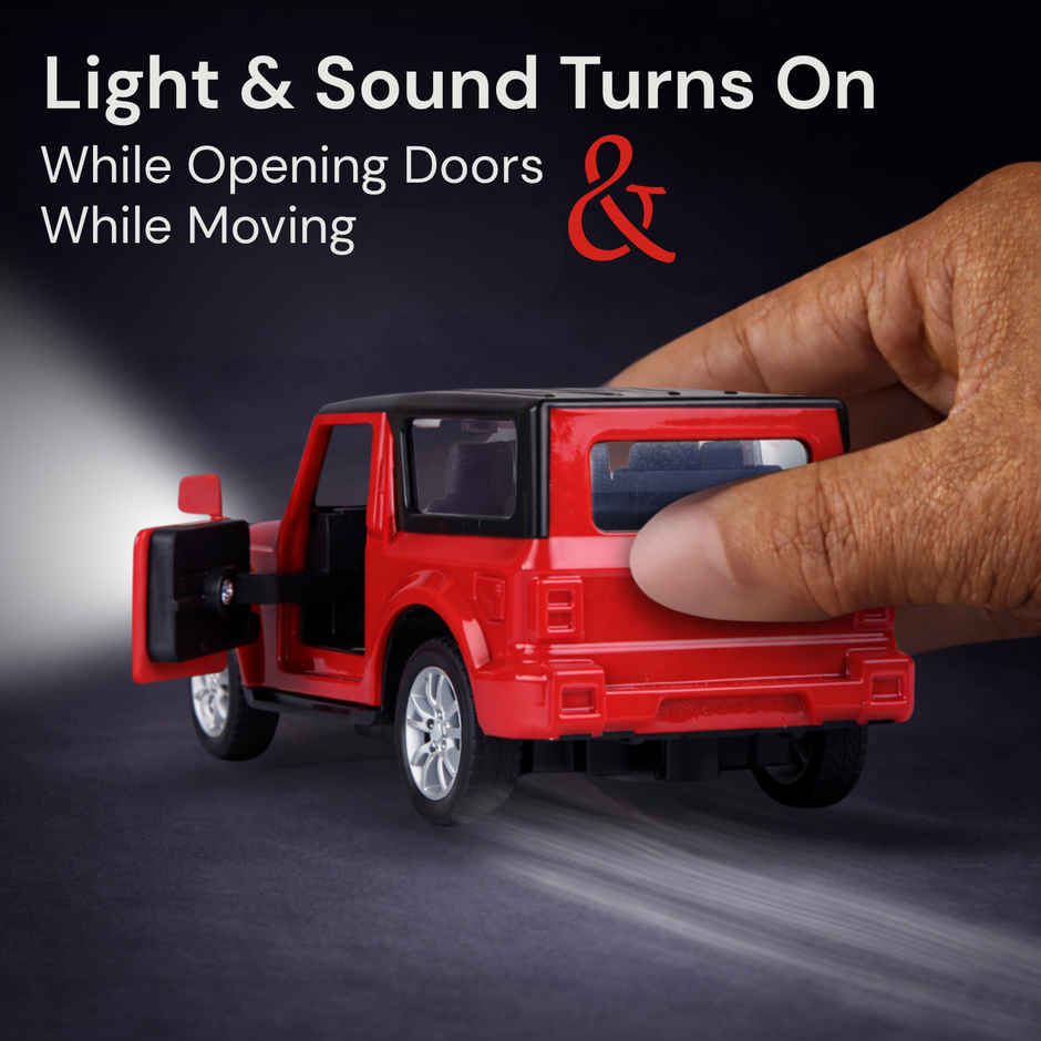 Race n Roll Light & Sound Off Roader Adventure Toy Car Pull back with Open Doors Tha Red