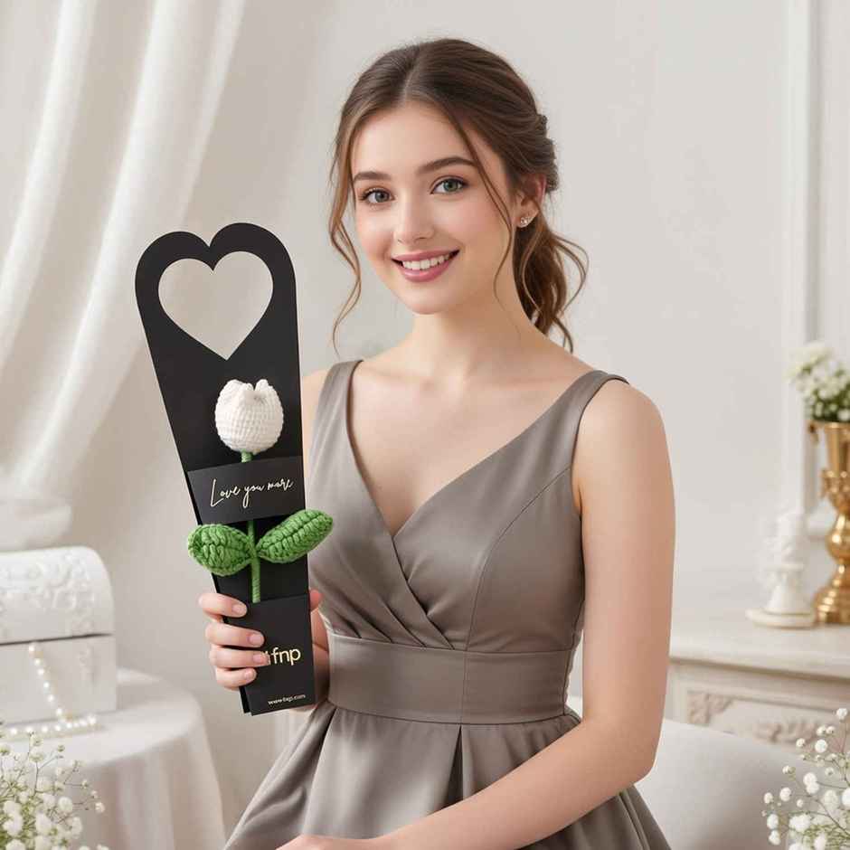 Eternal White Tulip Artificial Flower Bloom | Ideal for Gifting | FNP