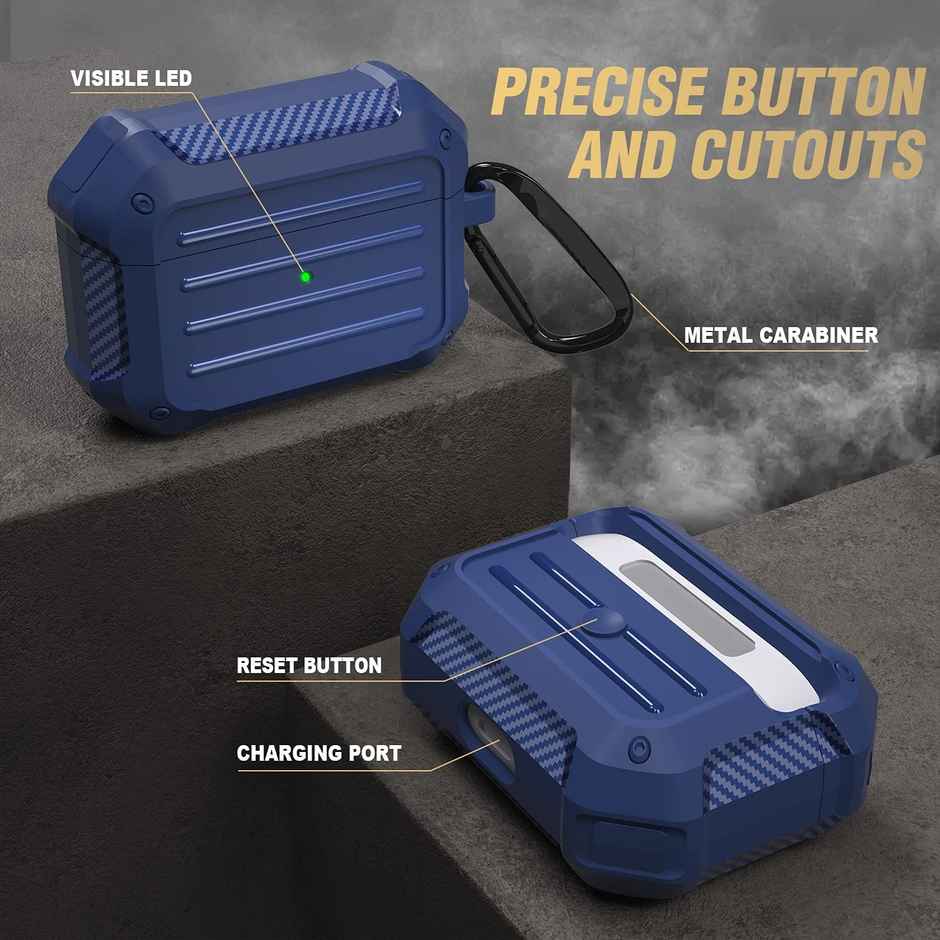 Sounce AirPods Pro Case Cover with Keychain | Military|Grade Shockproof Protective Case Cover | Blue