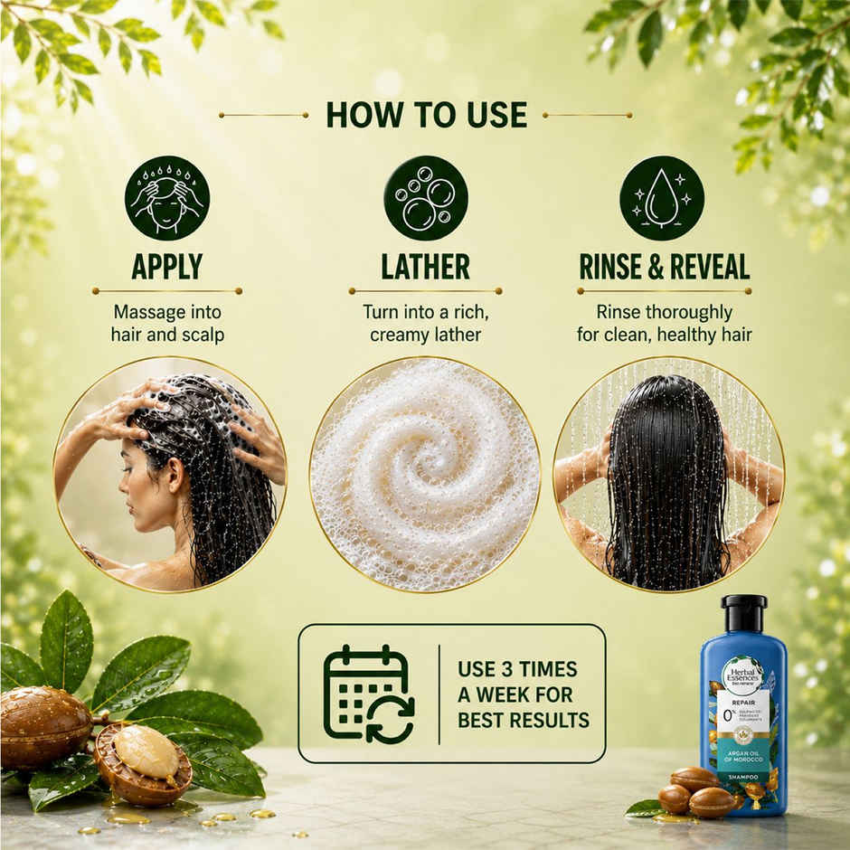 Herbal Essences Moroccan Argan Oil Shampoo For Frizz Free (400ml) & Herbal Essences Argan Oil Of Morocco Conditioner- For Hair Repair (400ml) Combo