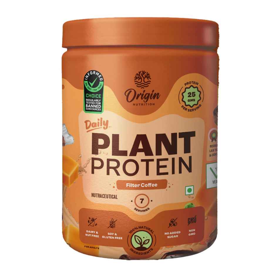 Origin Nutrition Daily Plant Protein Filter Coffee Flavour- 7 Servings