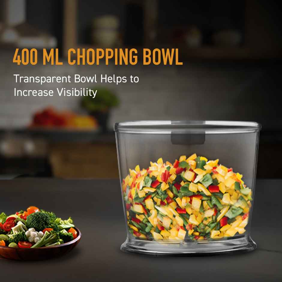 Kent Electric Chopper-B For Kitchen 250 Watt | Chop, Mince, Puree, Whisk, 400 ml Capacity -Black