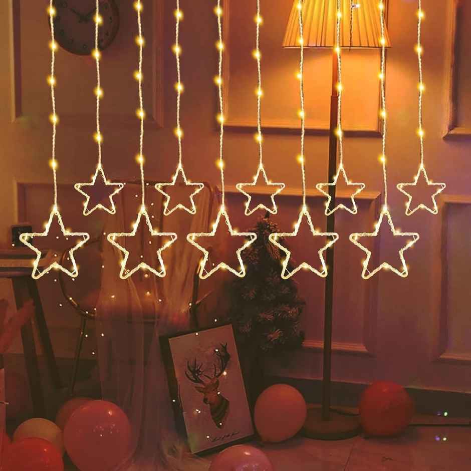 Lexton Premium Decorative Star Curtain SMD LED Light Star Curtain Light 3.5mt Pack of 1 WarmWhite
