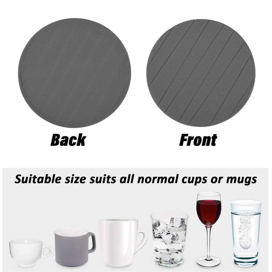 Kuber Industries Coaster | Round Drink Coasters | Foam Tea Coasters | 6 Piece Set | Gray