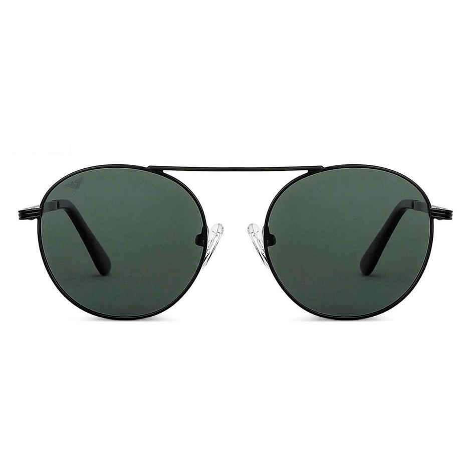 Vincent Chase By Lenskart | Polarized Sunglasses Full Rim |Unisex |Round | Small-132mm |Black Green