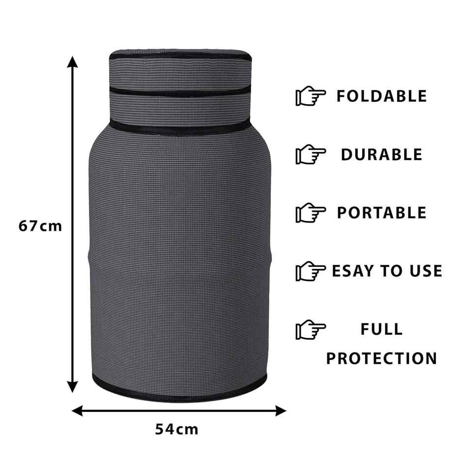 Kuber Industries Mini Check PVC LPG Cylinder Cover for Kitchen | Grey