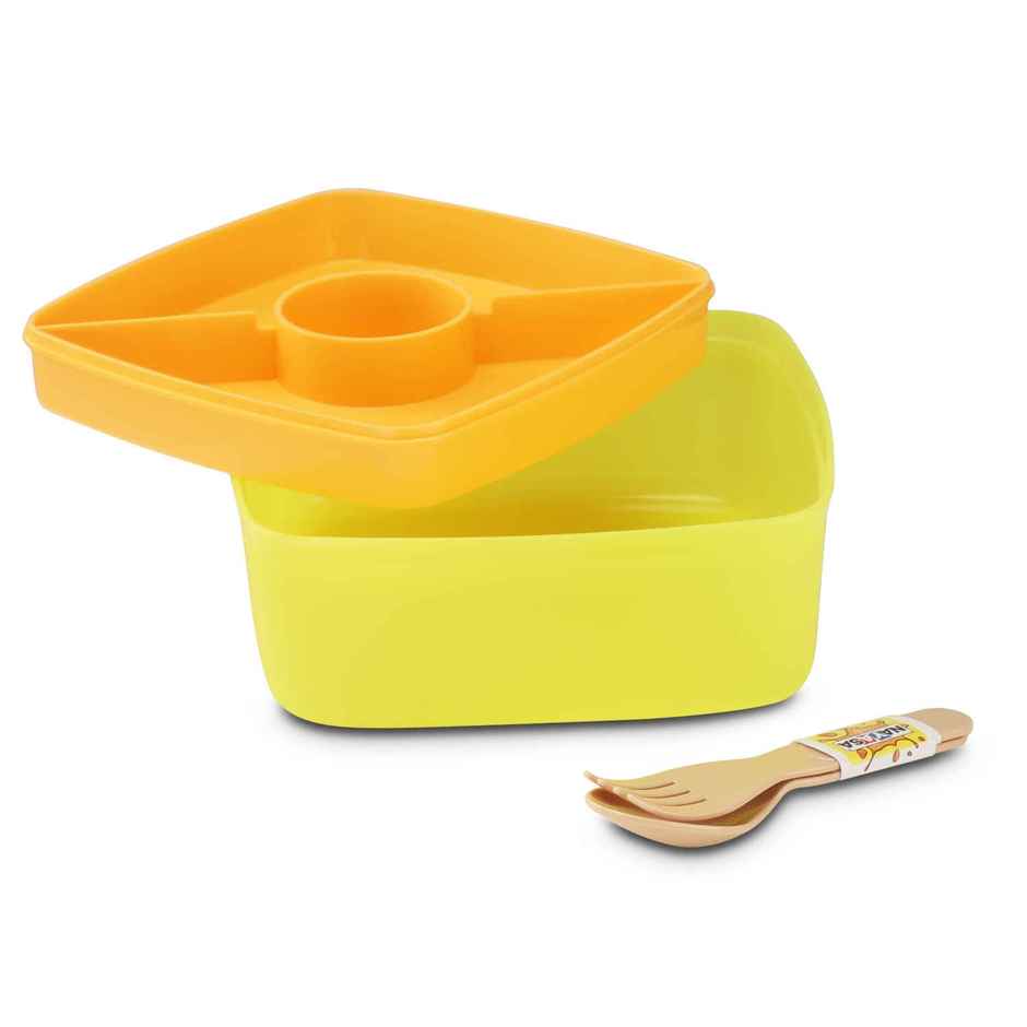 Nayasa Round Double Decker BPA Free and Food Grade Plastic Lunchbox | Green