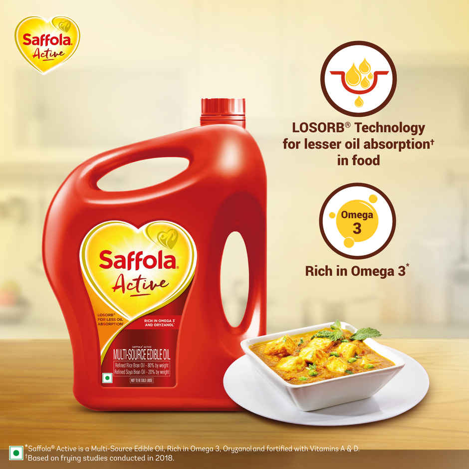 Saffola Active Rice Bran & Soyabean Oil | Rich in Omega 3 & Oryzanol