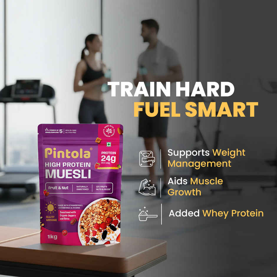 Pintola 24G High Protein Muesli - Fruit & Nut | Gluten-Free - Naturally Sweetened