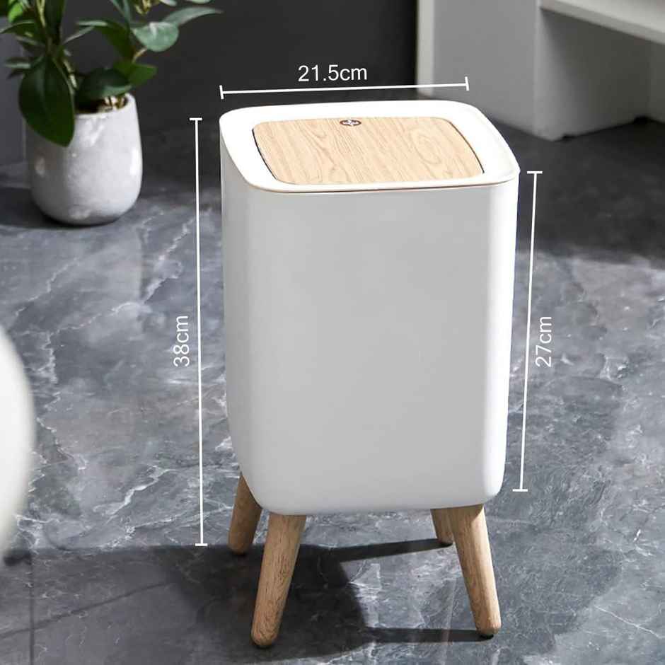 House of Quirk Bathroom Trash Cans with Lids | Modern Office Trash Can for Near Desk | White