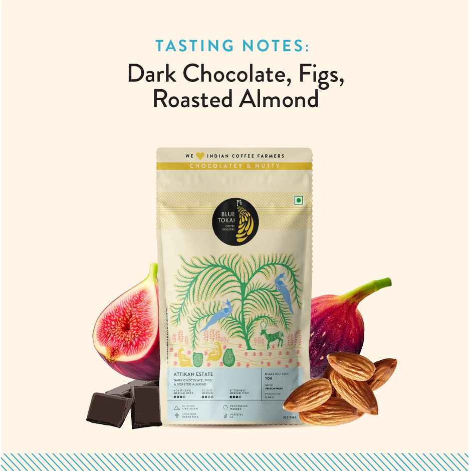 Blue Tokai Coffee Roasters Attikan Estate Medium Roast Ground Coffee