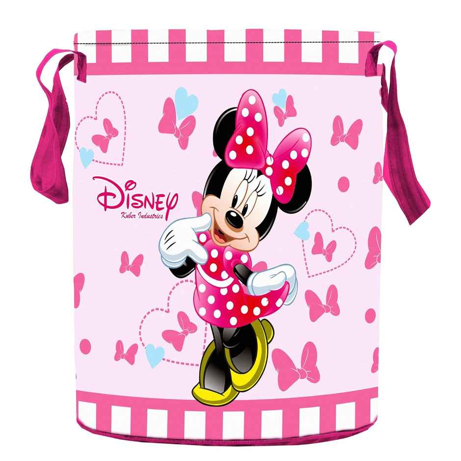 Kuber Industries Non Woven 45 L Disney Print Round Laundry Bag/Bin|(Pink)