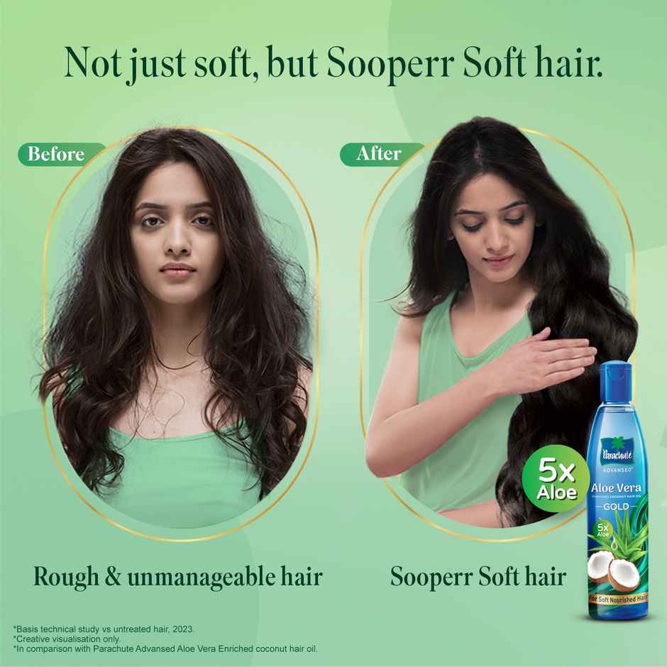 Parachute Advansed Aloe Vera Gold Hair Oil - Coconut for Nourishment, 5X Aloe for Soft Hair