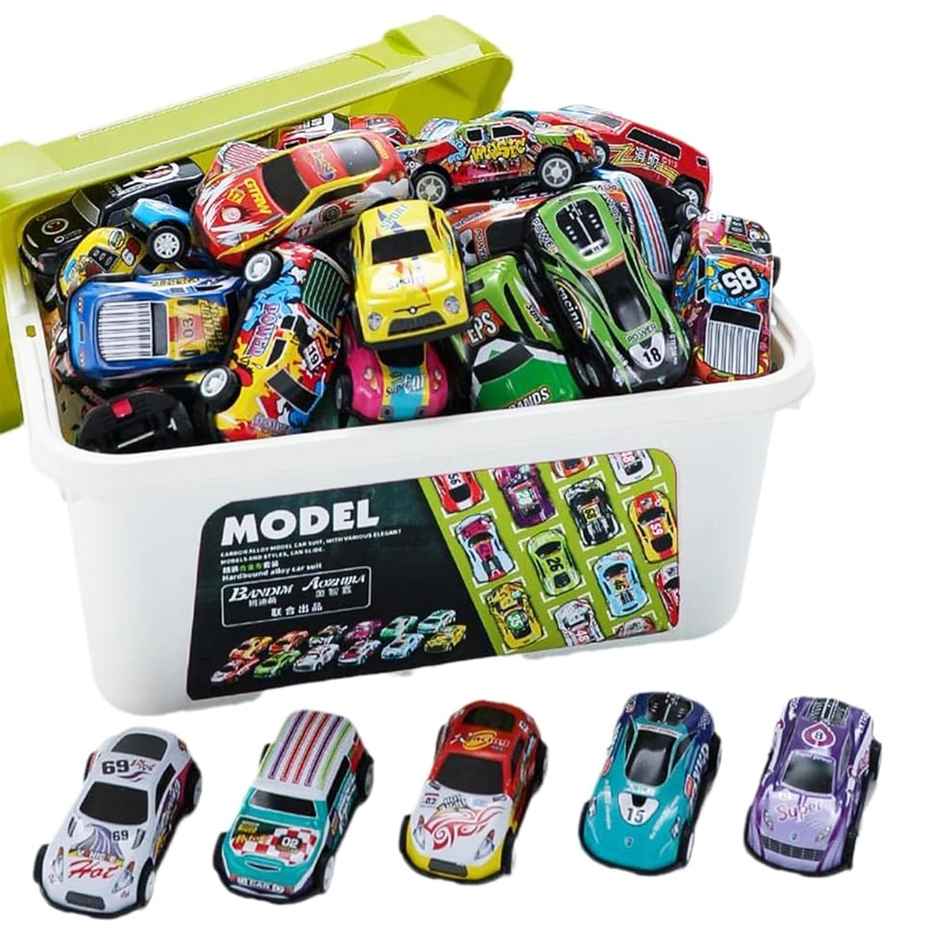 Kidology 50PCS Die-Cast Cars with Storage Box Pull Back Cars for Kids