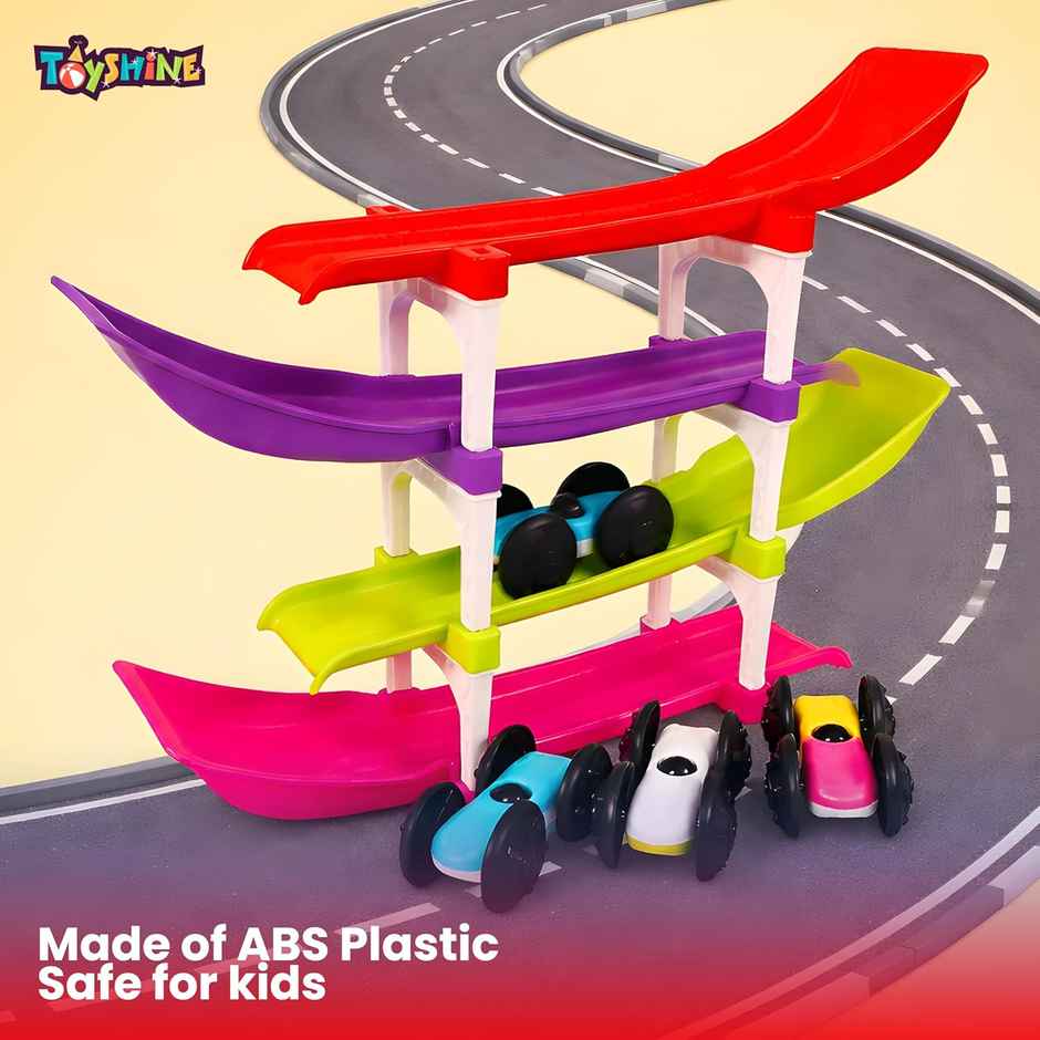 Toyshine Racer Ramp Toy With 4 Cars, 4 Ramps And Race Track For 1, 2, 3 Toddlers, Boys & Girls