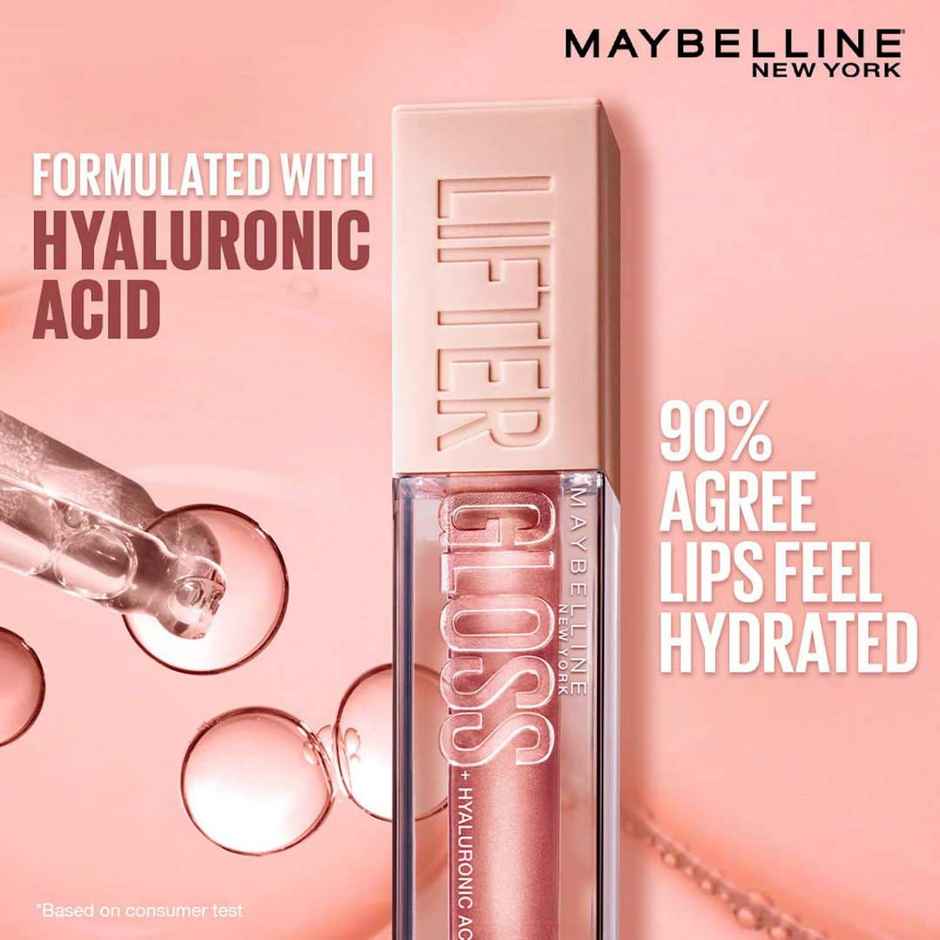 Maybelline New York Lifter Gloss 003 Moon, Tinted Lip Gloss With Hyaluronic Acid, Long-lasting
