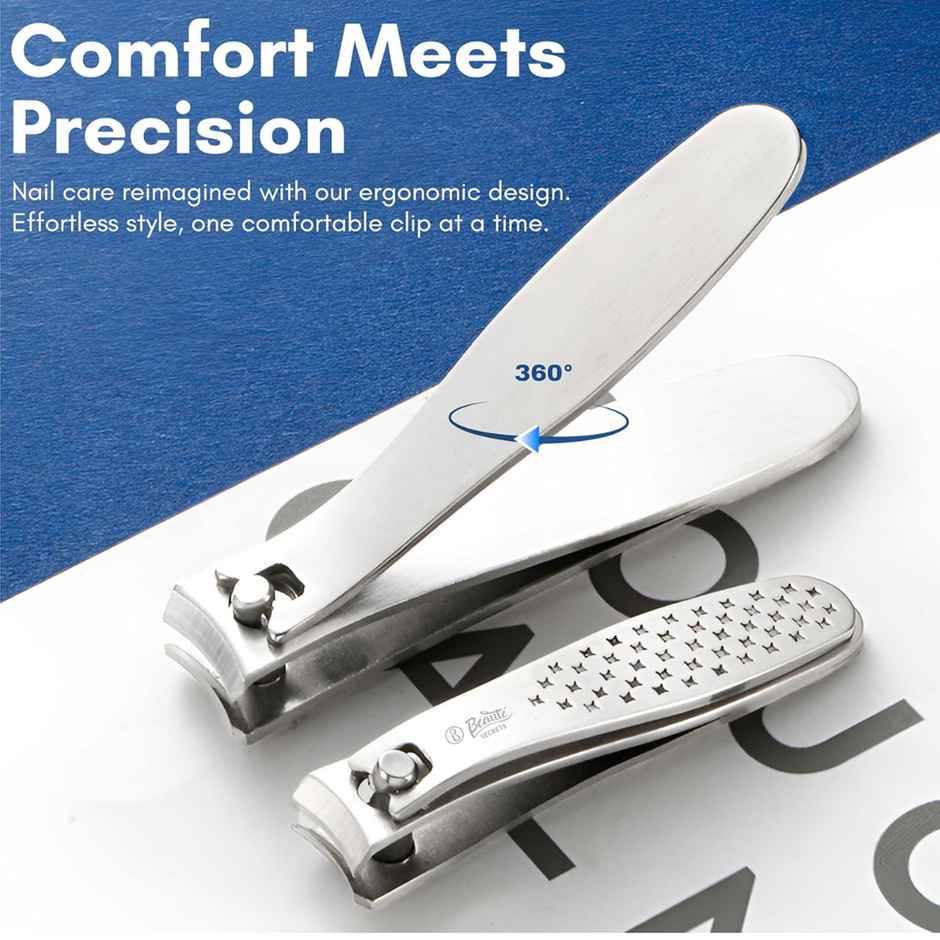 Beaute Secrets Professional Nail Clipper with Curved Blade for Trimming Grooming Silver