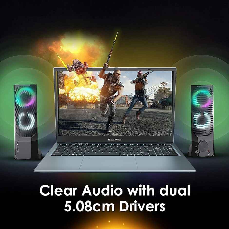 Zebronics Wonder Bar 10 W Soundbar 10 Usb Powered 2.0 Computer Speaker, wired With Rgb Lights - Black